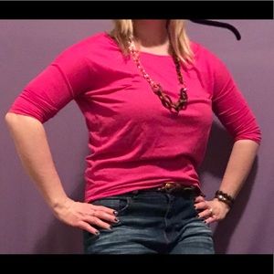 City Streets Knit Pink 3/4 Sleeve Waist Length Top